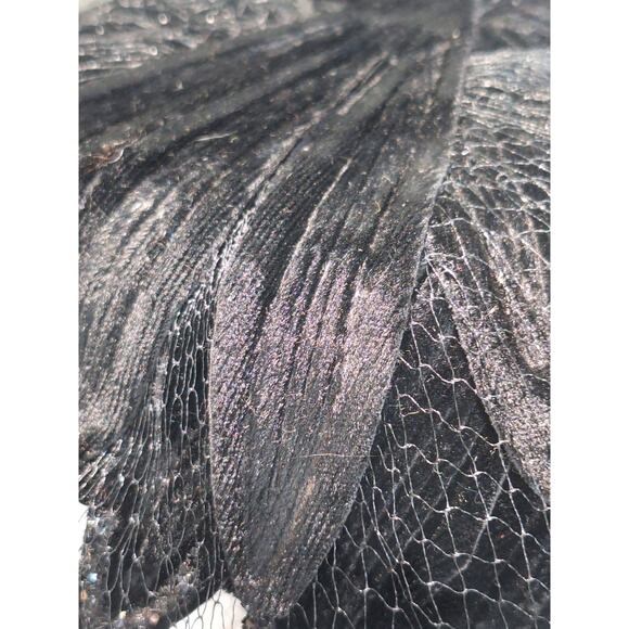 Vintage 1950s Black Cocktail Hat Veil Fascinator Buckram Mesh Velvet Trim NM main image 6